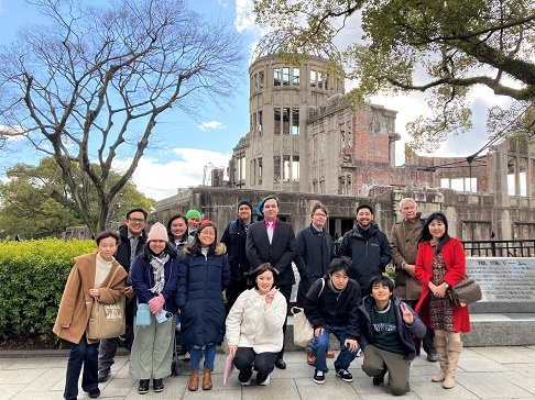 After-event gathering, in front of the Atomic Bomb Dome